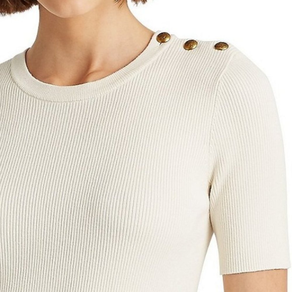 LAUREN Ralph Lauren Button Shoulder Detail Sweater - Picture 2 of 6